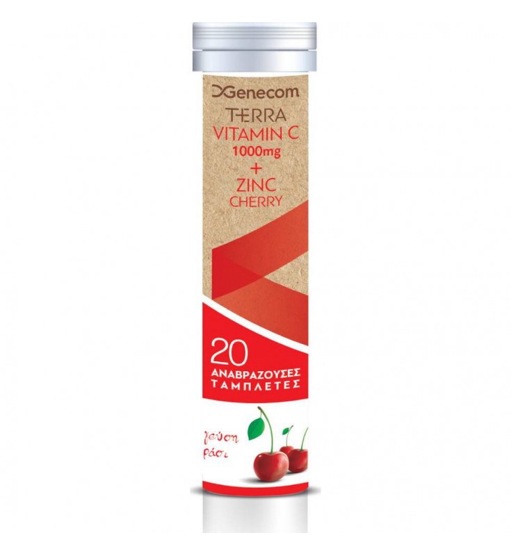 Genecom Terra Vitamin C 1000 mg & Zinc 20 αναβράζοντα δισκία Cherry