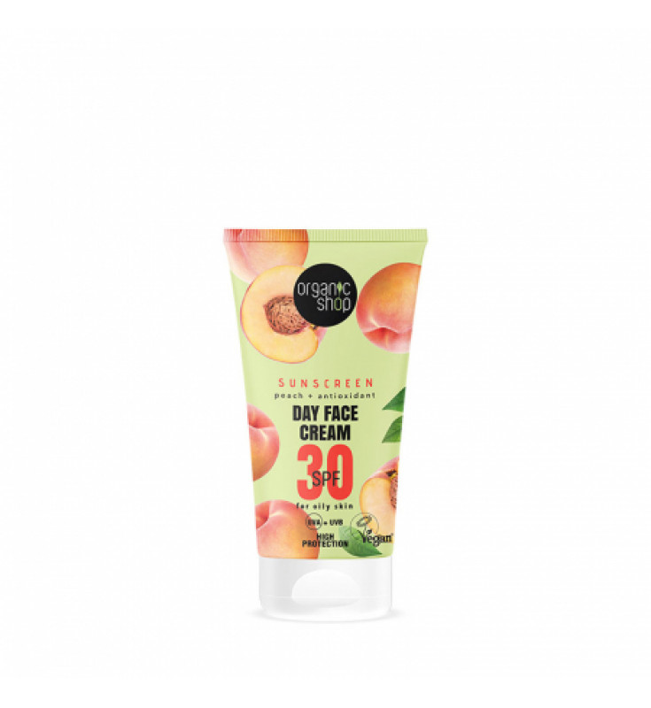 Natura Siberica Organic Shop Peach and Antioxidant Αντηλιακή Κρέμα Προσώπου με SPF30 για Κανονική-Ξηρή Επιδερμίδα, 50 ml