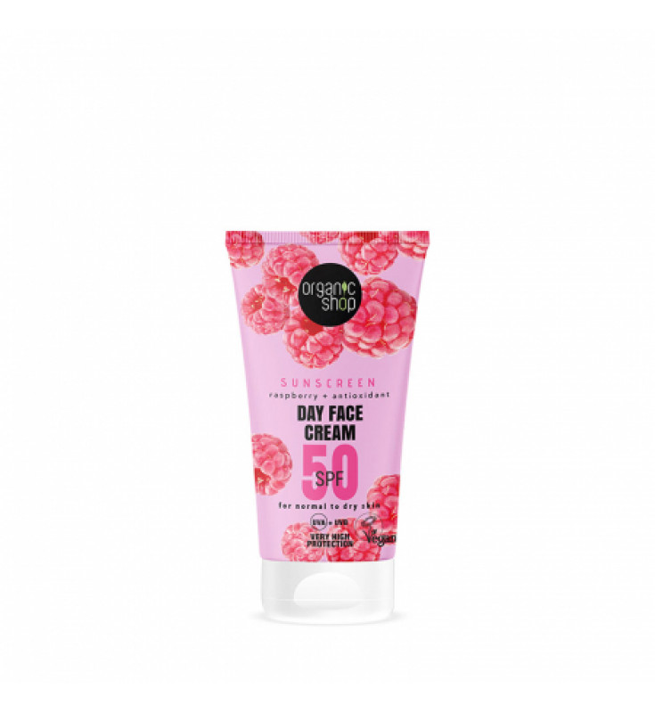 Natura Siberica Organic Shop Raspberry and Antioxidant Αντηλιακή Κρέμα Προσώπου με SPF50 για Κανονική-Ξηρή Επιδερμίδα, 50 ml
